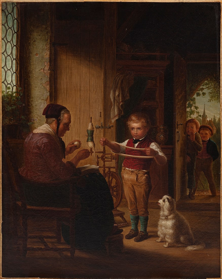 After Johann Hermann Kretzschmer (German): After Johann Hermann Kretzschmer (German, 1811-1890), "The Trial of Patience", oil on canvas, unsigned, 18 1/2 in. x 14 3/4 in., unframed. Condition: Overall fair condition