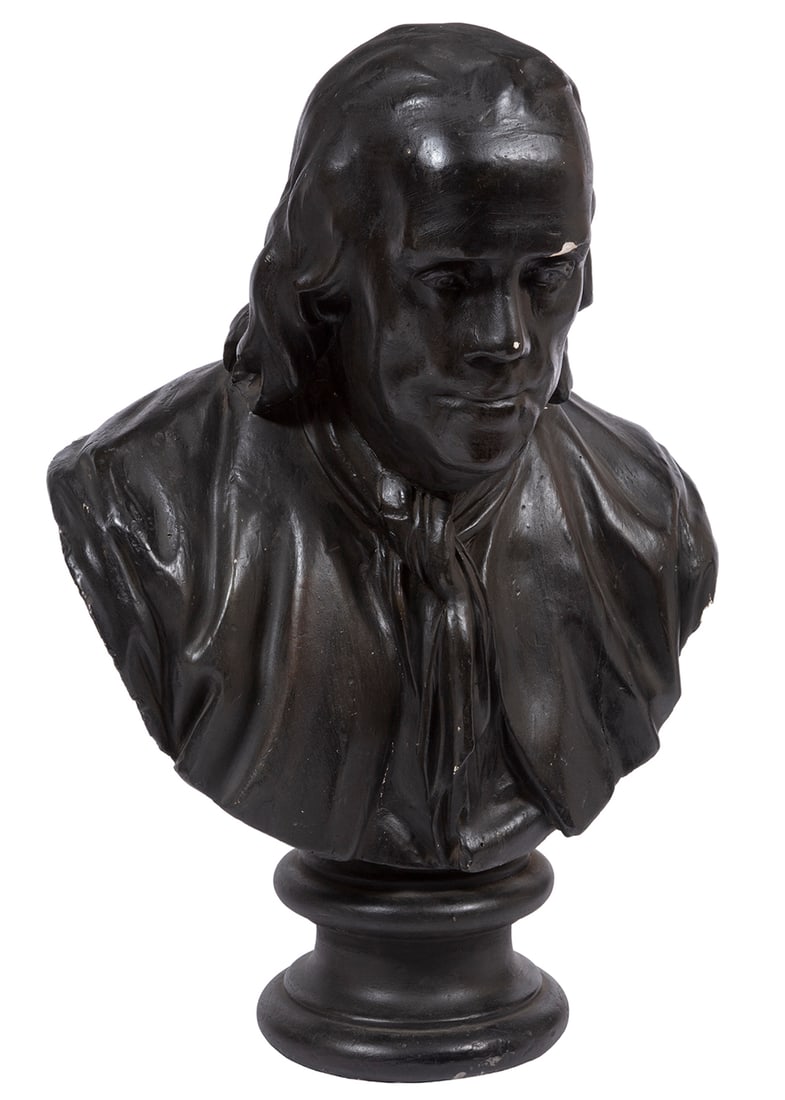 Painted Plaster Bust of Benjamin Franklin (1 of 4)