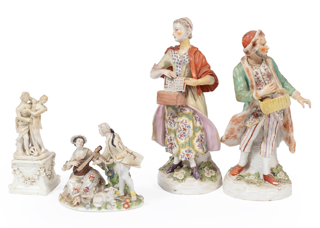 Four German Polychrome and Gilt Porcelain Figures (1 of 2)