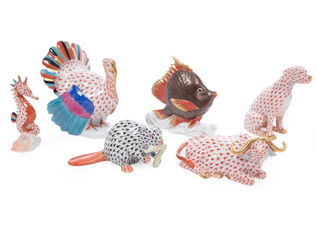 Six Herend Porcelain Animal Figures (1 of 2)