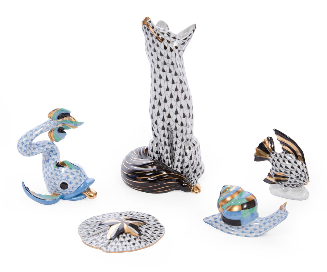 Five Herend Porcelain Animal Figures (1 of 2)