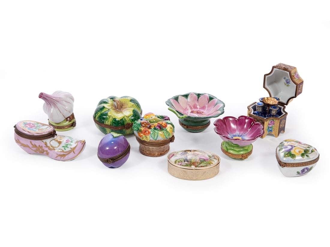 Ten Limoges Porcelain Figural Boxes (1 of 3)