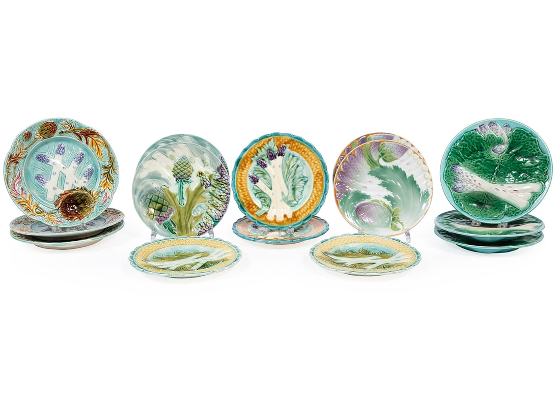 Group of Fourteen Majolica Dishes (1 of 3)