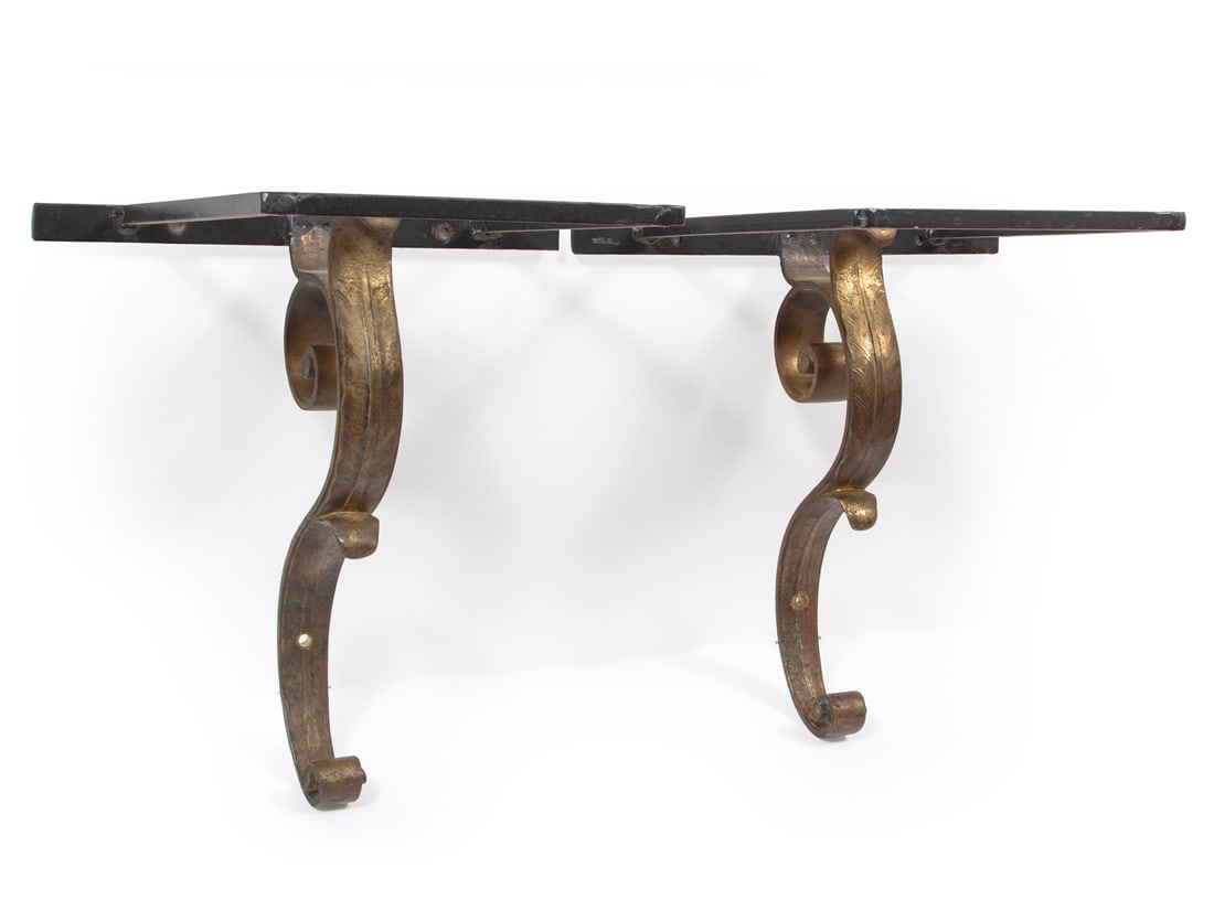 Pair of Brass and Steel Wall Brackets (1 of 2)