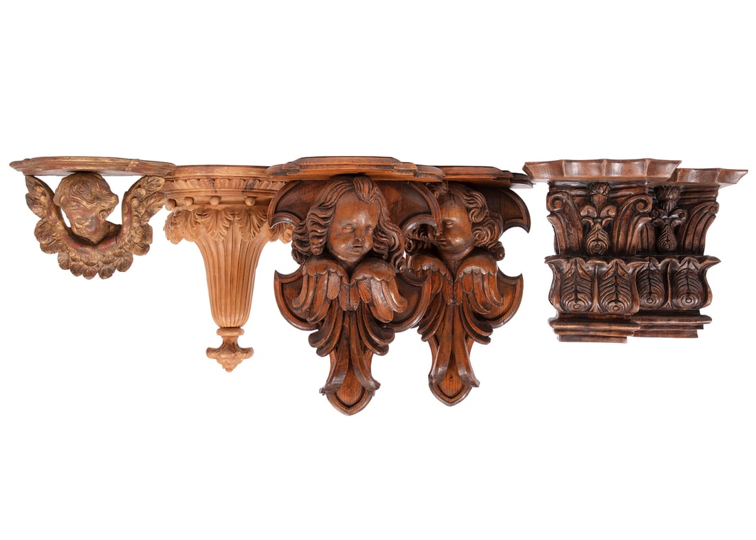 Two Pair of Continental Carved Wood Figural Brackets (1 of 3)