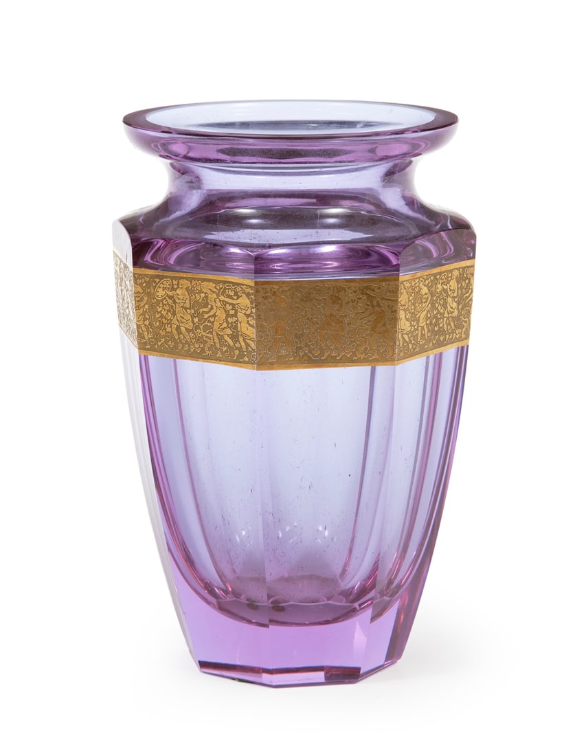 Moser Art Glass Amethyst Vase Auction