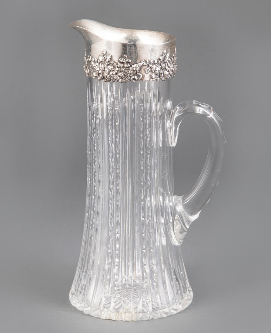 Cut Glass Sterling Silver-Mounted Claret Pitcher (1 of 3)