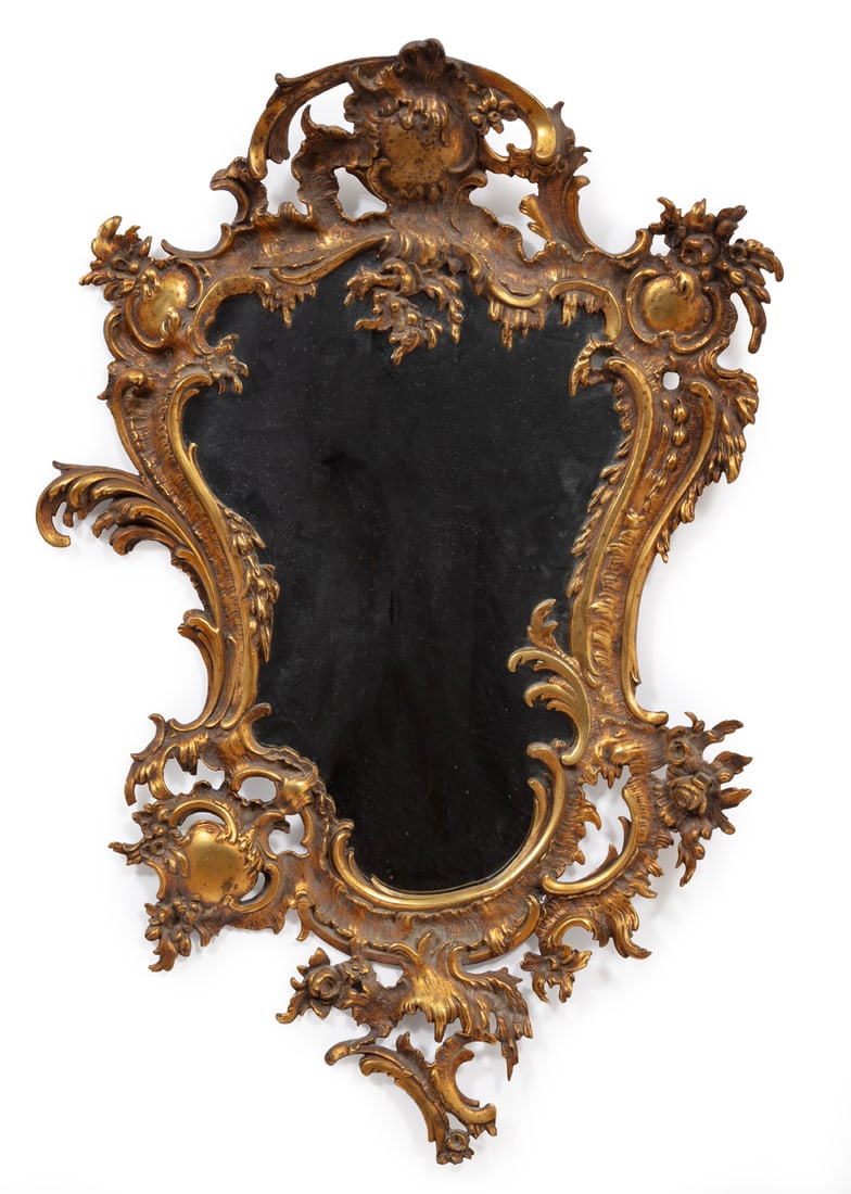 French Rococo-Style Bronze Wall Mirror (1 of 1)