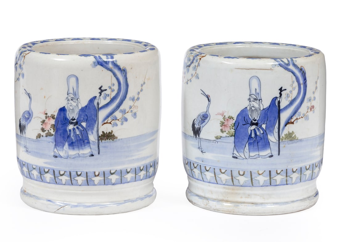 Pair of Japanese Porcelain Censers or Cachepots (1 of 3)
