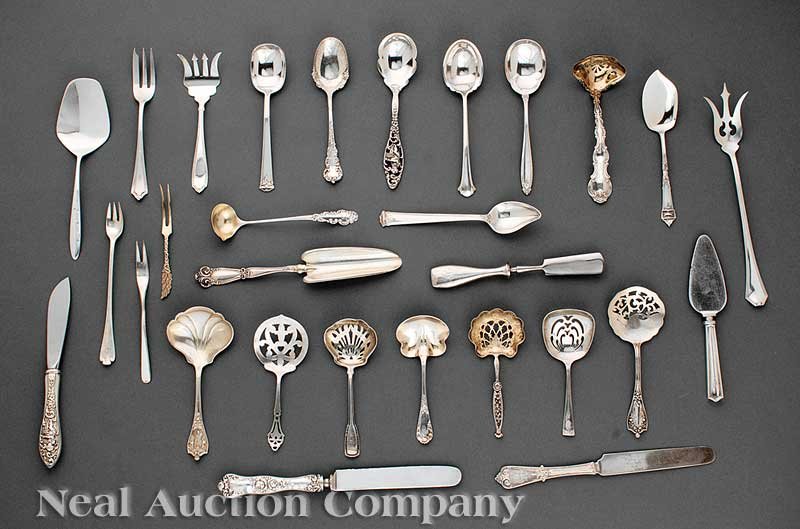 Miscellaneous Group of American Sterling Silver: A Miscellaneous Group of American Sterling Silver Bonbon Spoons, Sugar Spoons, Cheese Knives and Assorted Serving Pieces, various patterns and makers including Tiffany, Gorham, Mauser and Reed & Barto