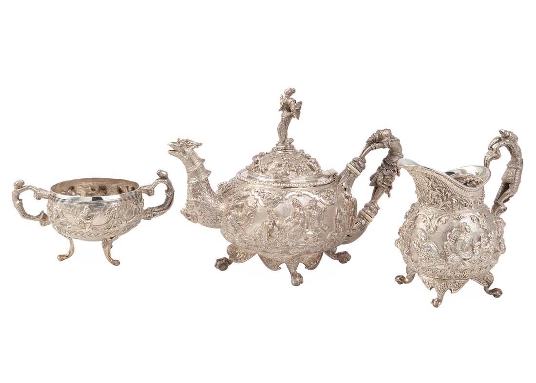 Three-Piece Siamese Silver Tea Set (1 of 7)