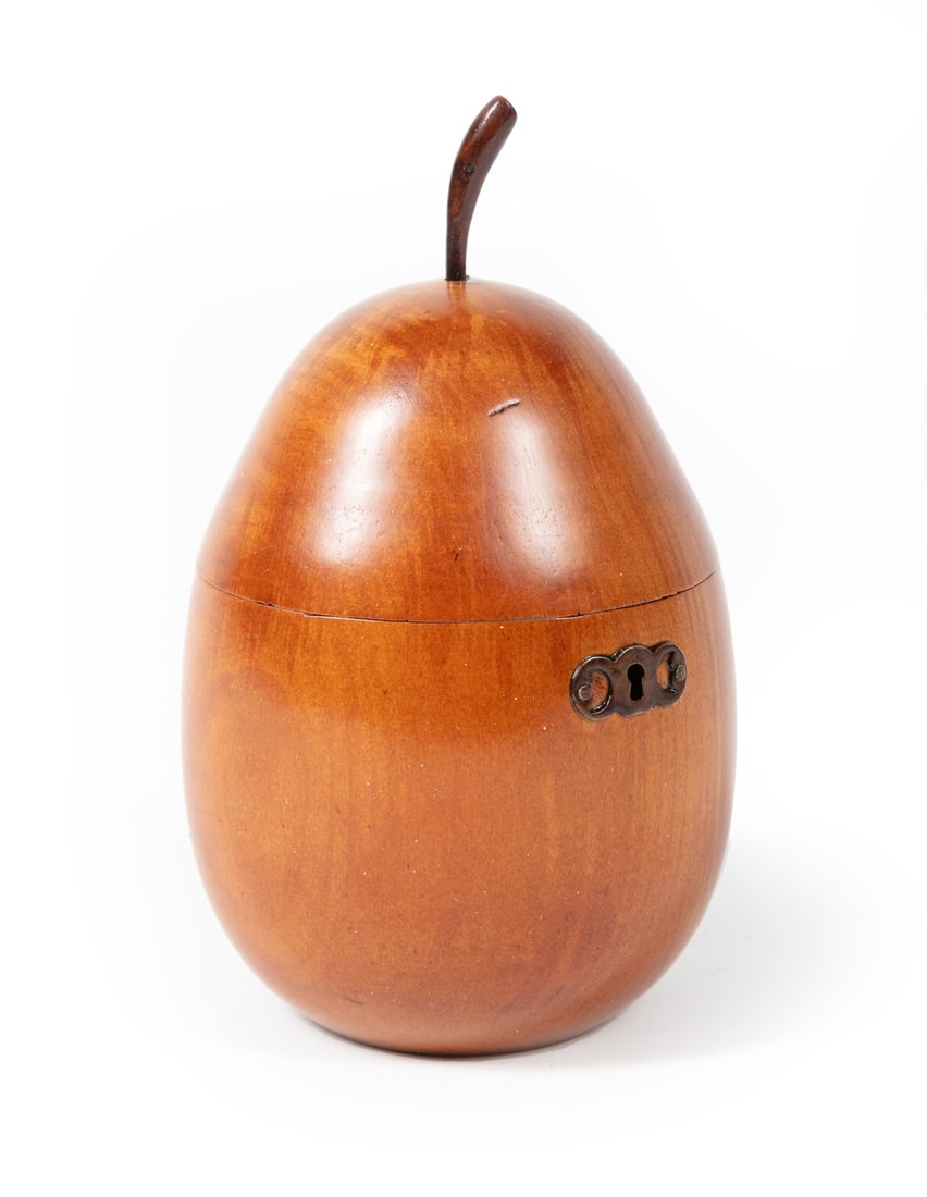 George III Turned Fruitwood Pear-Form Tea Caddy (1 of 2)