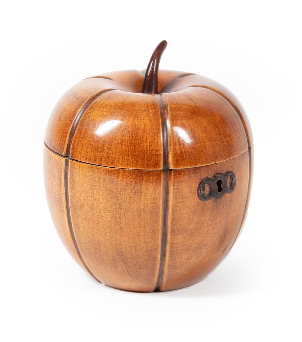 George III Turned, Carved Fruitwood Tea Caddy (1 of 3)