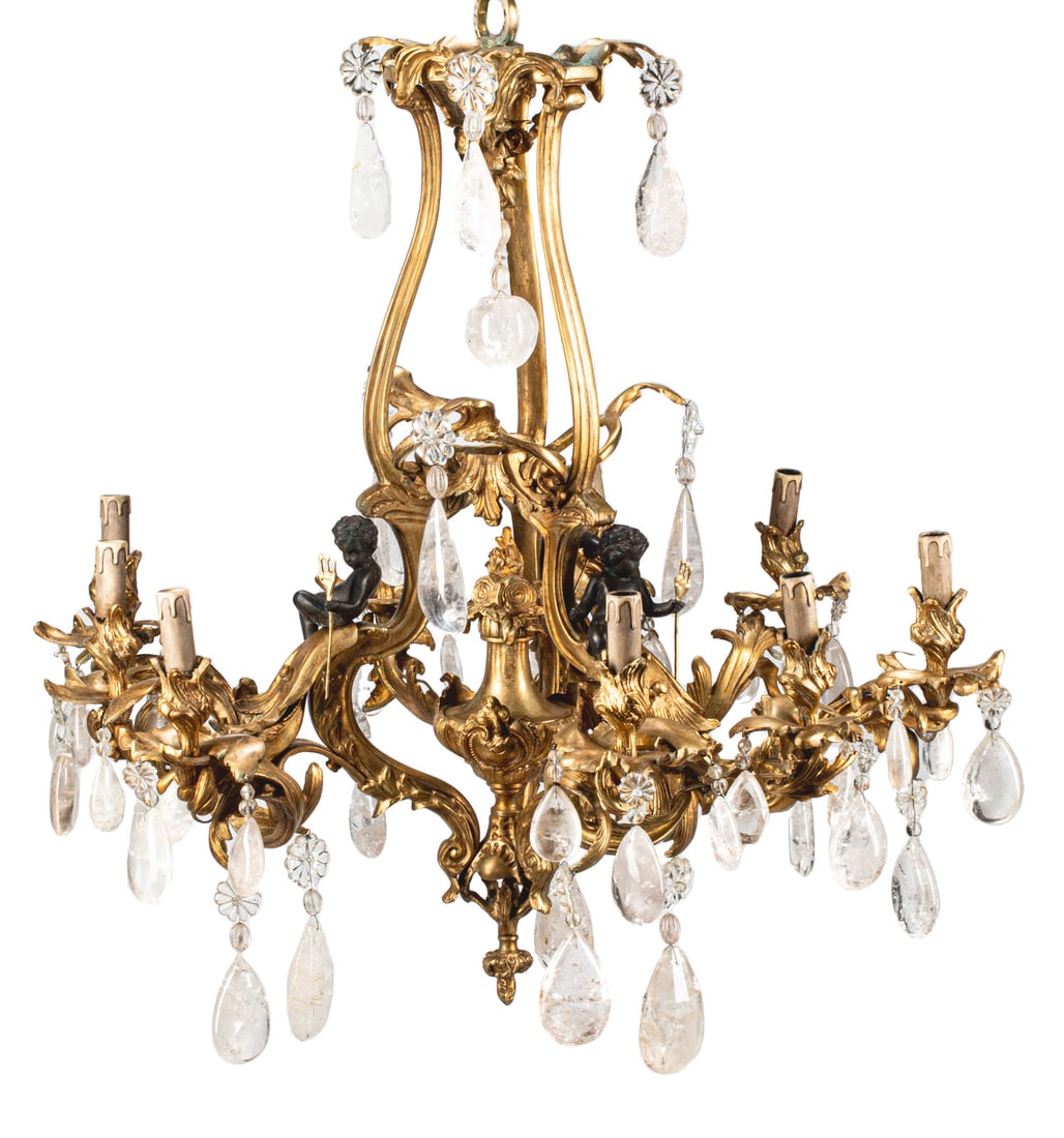 Louis XV-Style Patinated, Gilt Bronze Chandelier (1 of 6)