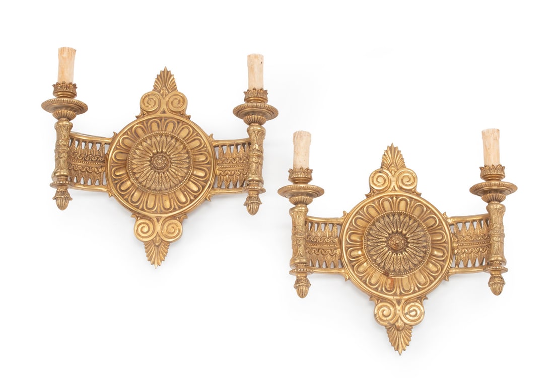 Pair of French Art Deco-Style Bronze Wall Sconces (1 of 4)