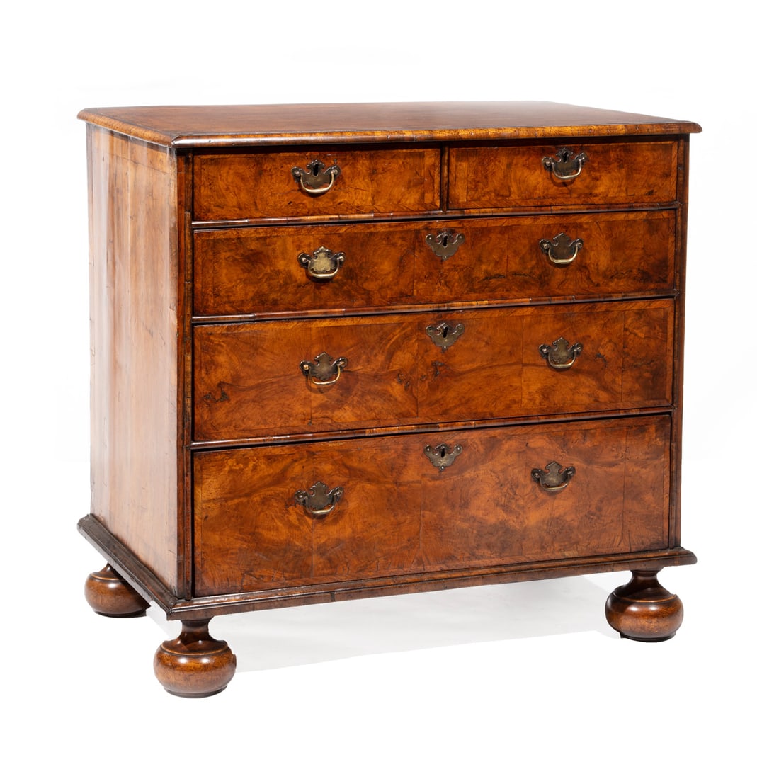 Inlaid Walnut Chest of Drawers (1 of 4)