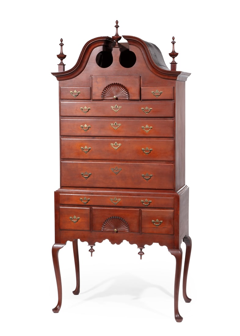 Connecticut Queen Anne Carved Cherrywood Highboy (1 of 7)
