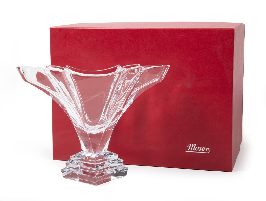 Moser Contemporary Art Glass Crystal "Fan" Vase (1 of 8)