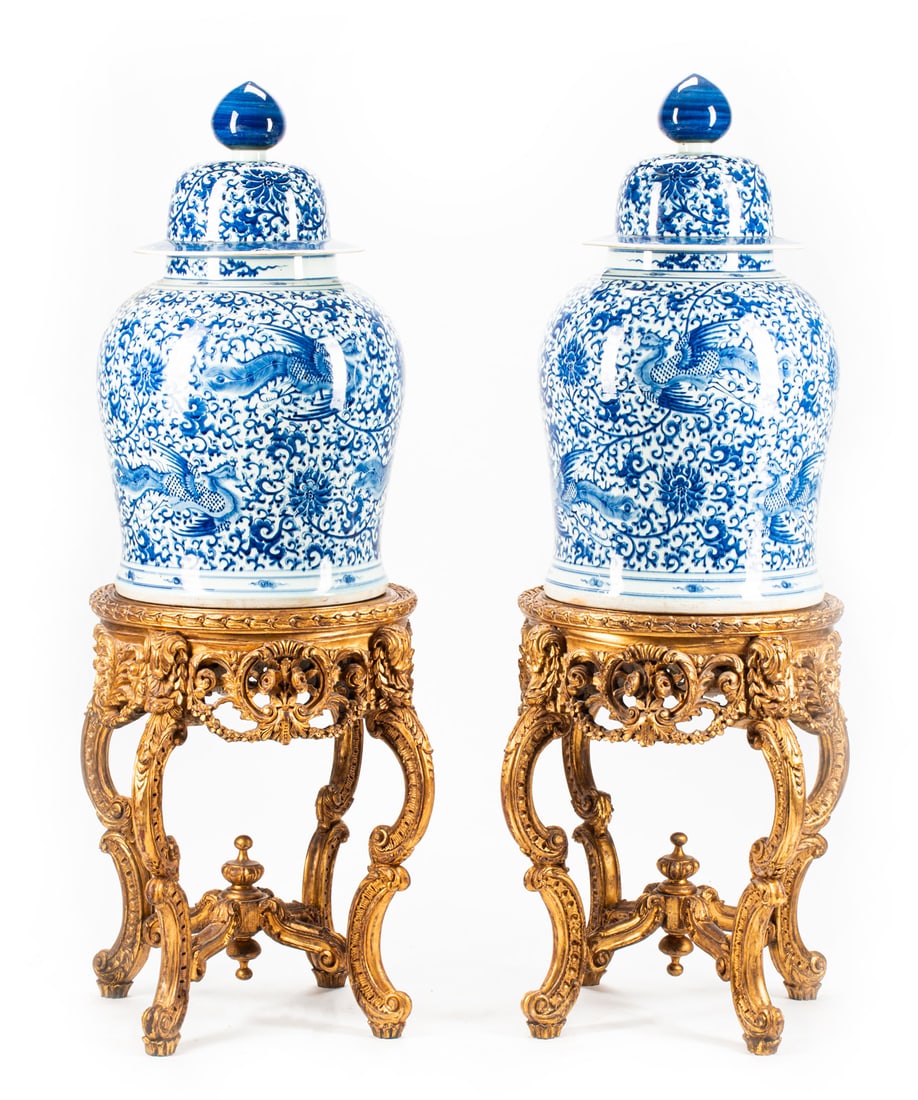 Chinese Blue and White Porcelain Covered Jars (1 of 4)