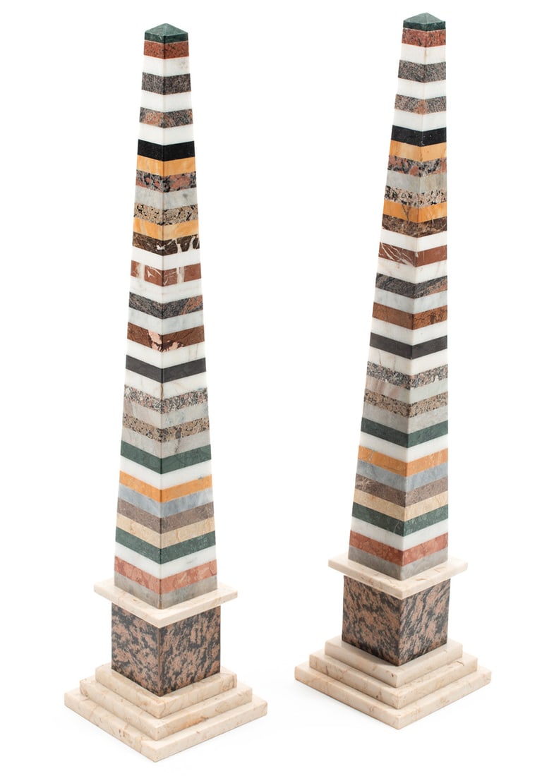 Italian Grand Tour-Style Specimen Marble Obelisks (1 of 3)