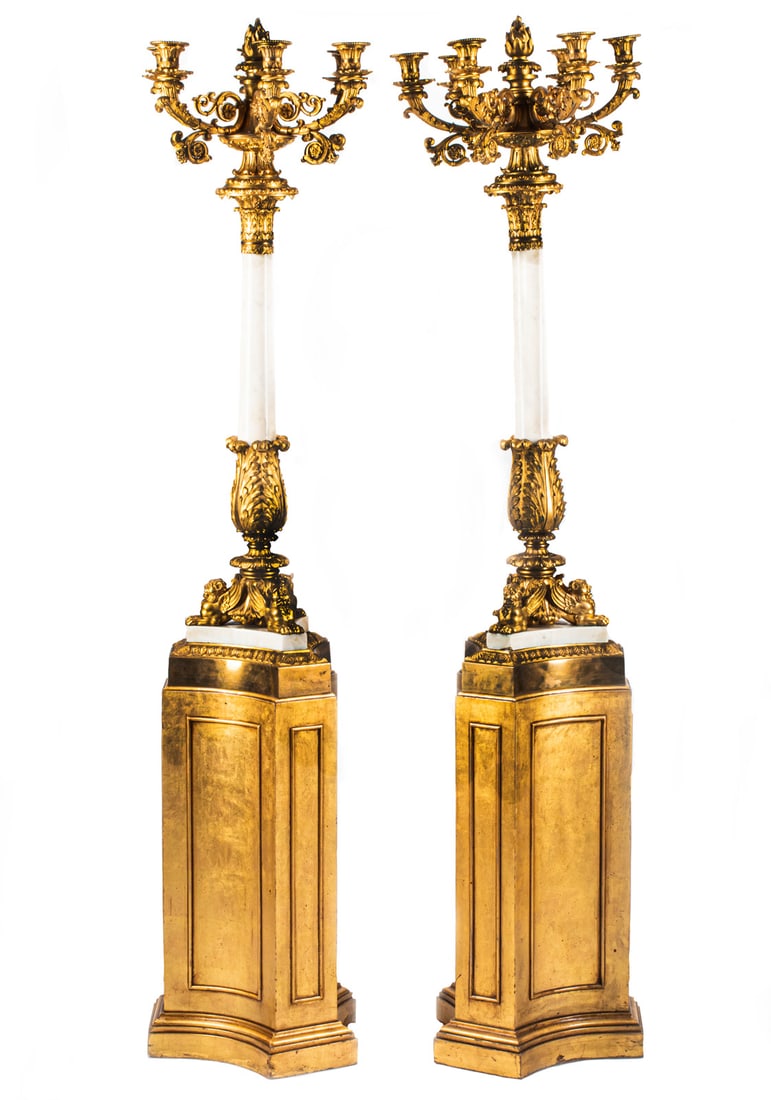 Napoleon III Gilt Bronze and Marble Candelabra (1 of 5)