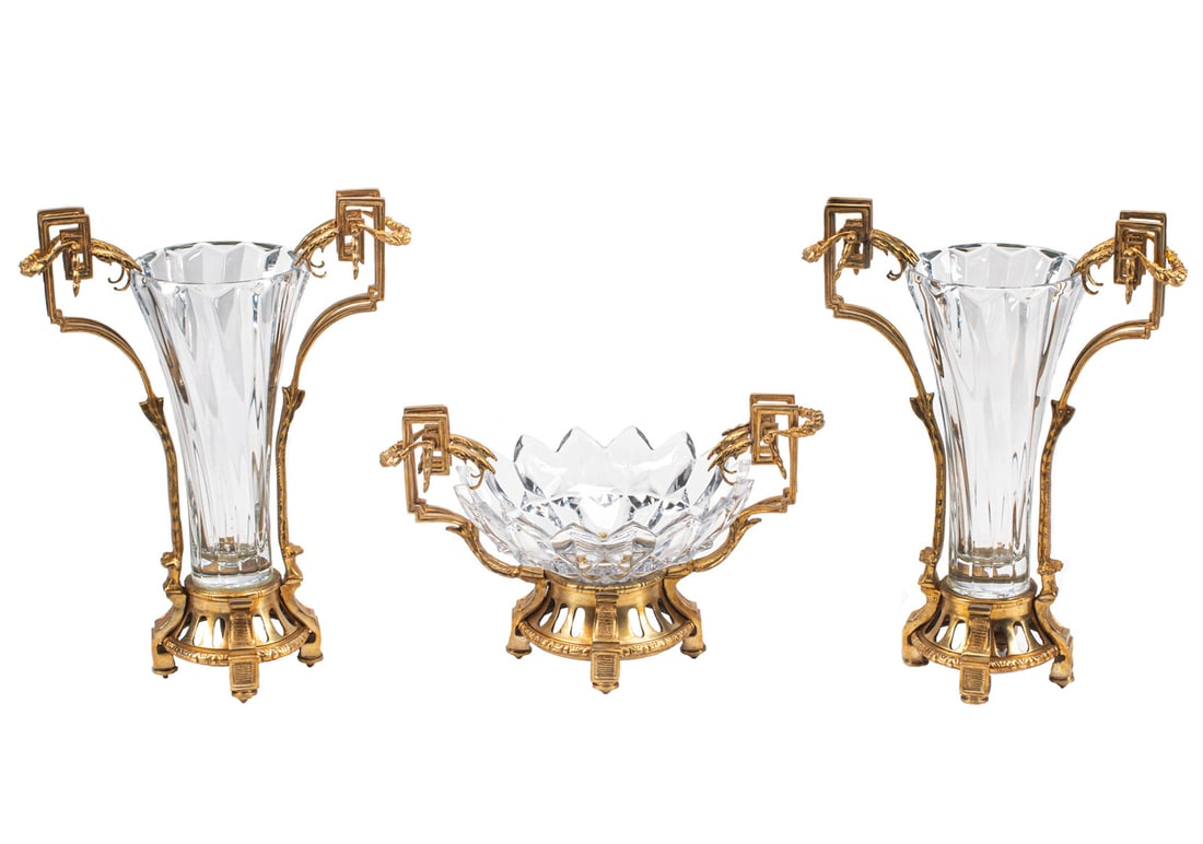 French Bronze and Crystal Three-Piece Garniture (1 of 5)