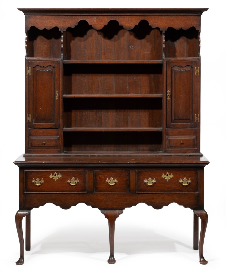 Queen Anne-Style Carved Oak Welsh Dresser (1 of 4)