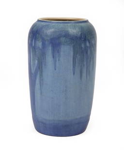Newcomb College Art Pottery Vase: Newcomb College Art Pottery Vase, c. 1935, design by Aurelia Coralie Arbo, moon and moss design in matte glaze, Newcomb cypher, decorator's mark "AA", potter's mark "J", registration mark "Z 64", h. 7