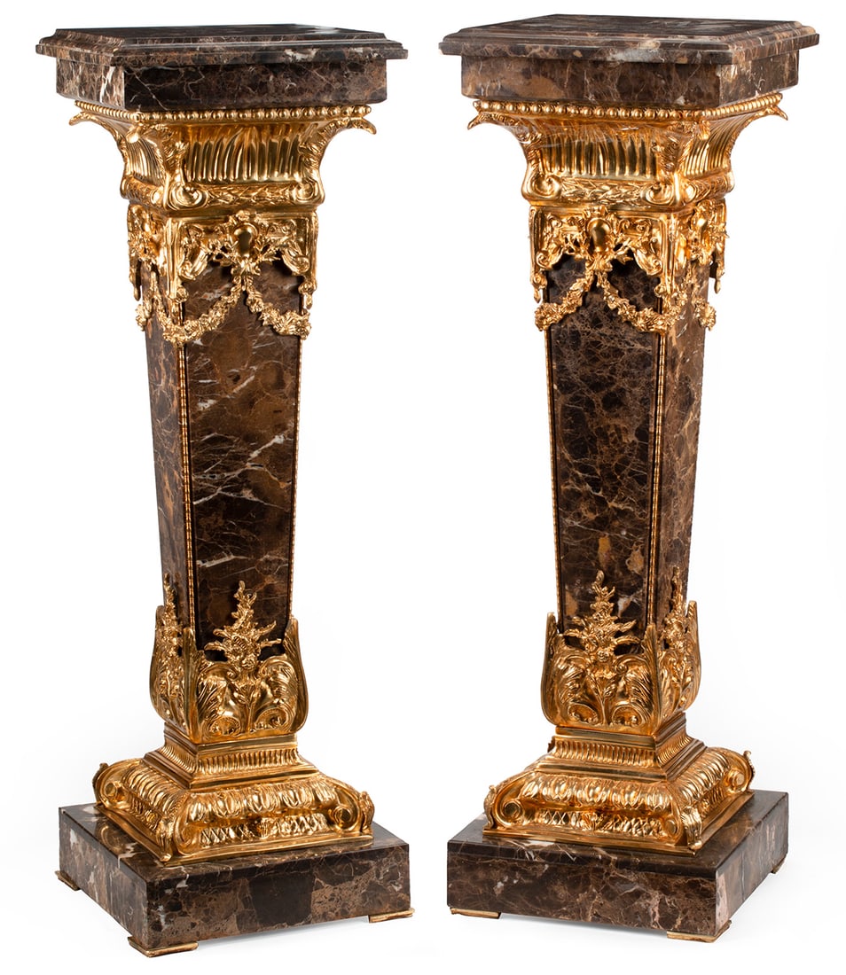 Regence-Style Bronze-Mounted Marble Pedestals (1 of 4)