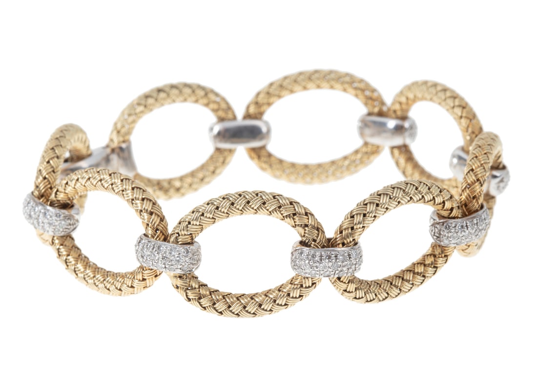Italian Gold, Diamond Braided Chain Link Bracelet (1 of 3)