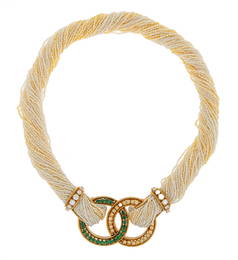 Henry Dunay Gold, Diamond Emerald, Pearl Necklace