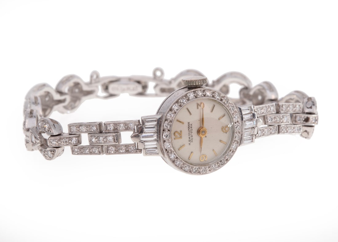 Art Deco Platinum and Diamond Ladies Wristwatch (1 of 3)