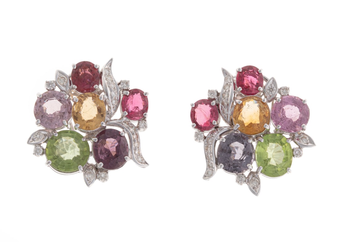 White Gold, Diamond, Natural Gemstone Earrings (1 of 1)