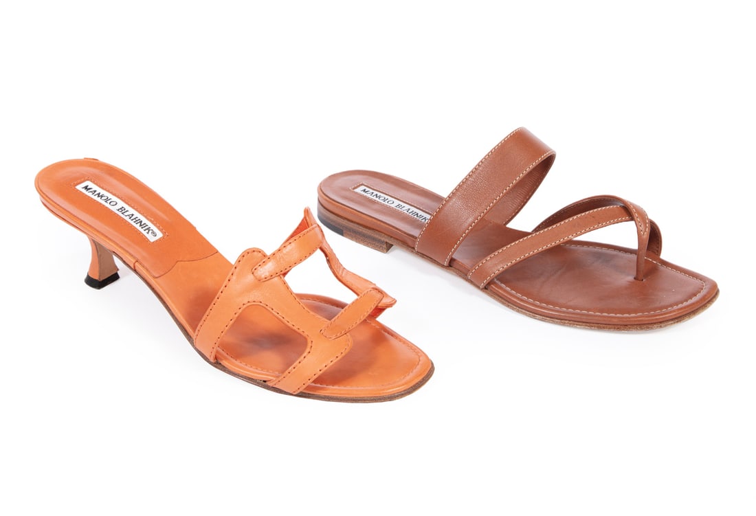 Two Pairs of Manolo Blahnik Leather Sandals (1 of 5)