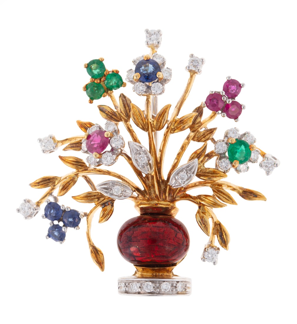 Gold, Ruby, Diamond, Sapphire, Emerald Brooch (1 of 2)