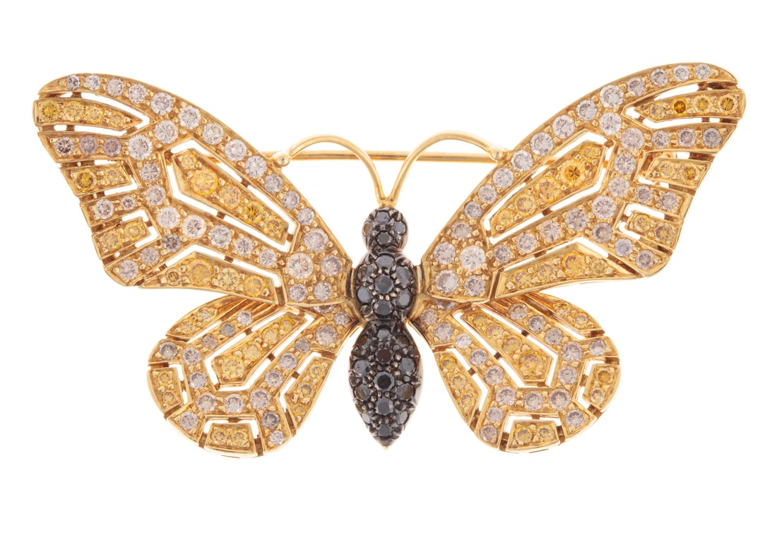 18 kt. Yellow Gold and Diamond Butterfly Pin (1 of 2)