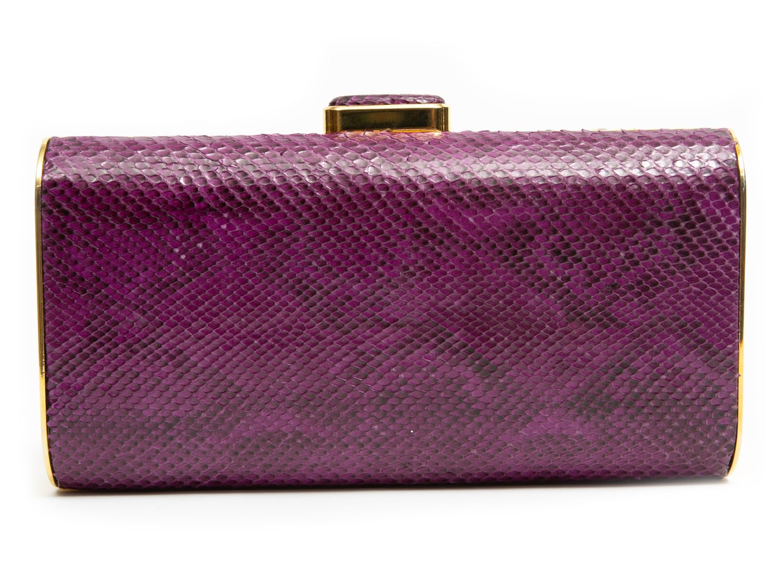 Judith Leiber Purple Snakeskin Leather Clutch (1 of 3)