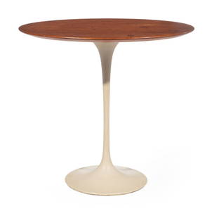 Eero Saarinen for Knoll Tulip Side Table: Eero Saarinen for Knoll Tulip Side Table, 1960s, Knoll Associates label, oval walnut top, h. 20 3/4 in., w. 22 1/2 in., d. 15 in. Provenance: Estate of Eric Bloomquist, Bloomington, IL.