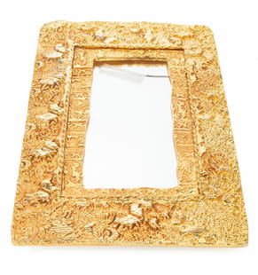 Pierre Casenove for Fondica Bronze Wall Mirror: Pierre Casenove for Fondica Bronze Wall Mirror, 1980s, Paris, marked verso, h. 15 1/2 in., w. 9 1/2 in., Provenance: Estate of Eric Bloomquist, Bloomington, IL.