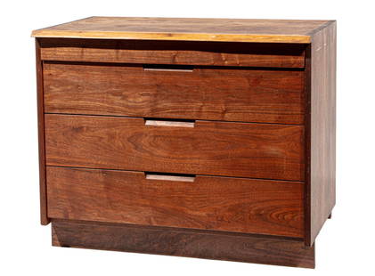 George Nakashima Black Walnut Dresser: George Nakashima Black Walnut Dresser, top with one free-edge, four drawers, h. 30 in., w. 36 in., d. 21 in. Provenance: Rago Auction, Lambertville, NJ, Jun. 12, 2011, lot 1072; Estate of Eric Bloomqu