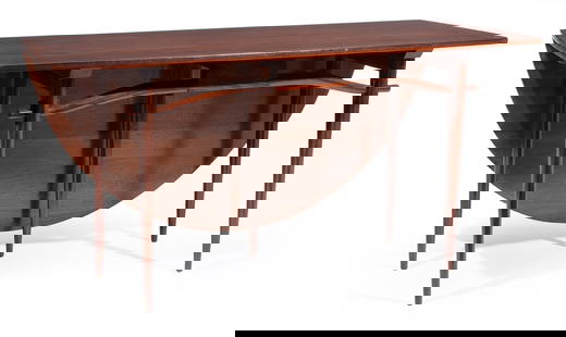 Nakashima for Widdicomb Walnut Dining Table: George Nakashima for Widdicomb "Origins" Walnut Drop-Leaf Dining Table, c. 1958, h. 28 3/4 in., w. 60 in., d. (closed) 22 in., d. (open) 47 1/2 in. Provenance: Wright, Chicago, Sept. 25, 2005, lot 347