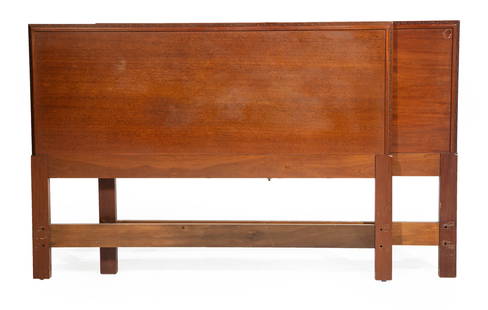 Frank Lloyd Wright - Heritage Henredon Headboards: Two Frank Lloyd Wright for Heritage Henredon Headboards, 1950s, with Taliesin design, h. 39 1/2 in., w. 54 in., d. 2 in. Provenance: Estate of Eric Bloomquist, Bloomington, IL.