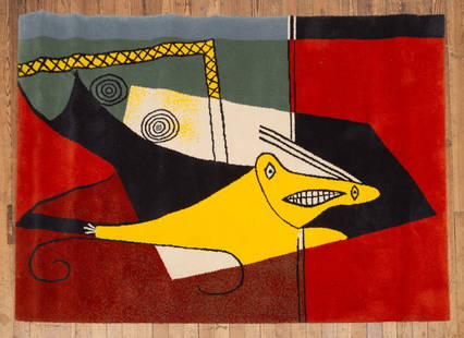 After Pablo Picasso (Spanish, 1881-1973) Tapestry: After Pablo Picasso (Spanish, 1881-1973) Tapestry, "La Figura", wool carpet/tapestry, by Desso, Netherlands, limited edition 229/500, 67 in. x 94 in.