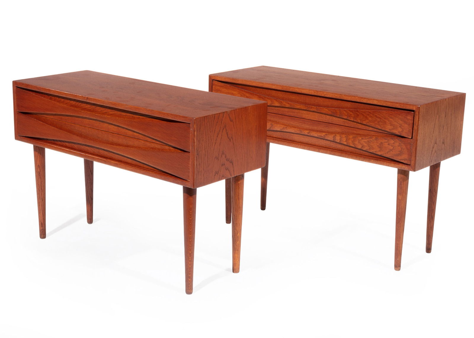 Pair of Arne Vodder Carved Teak Nightstands (1 of 5)