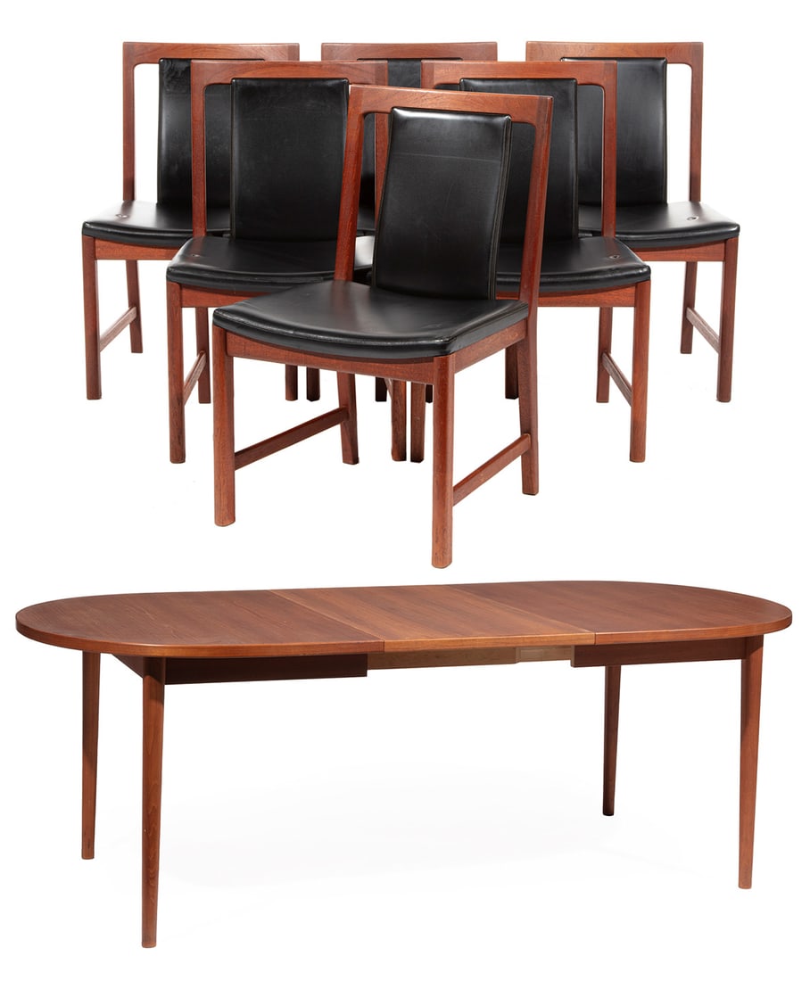 Swedish Modern Teak Dining Table, Chairs (1 of 7)