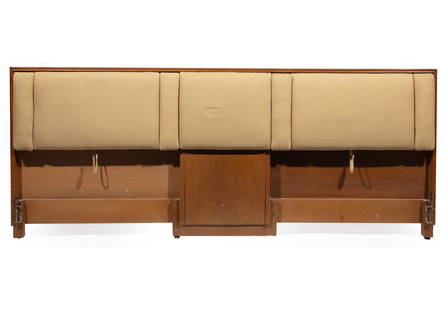 Edward Wormley for Dunbar King Headboard: Edward Wormley for Dunbar King Headboard, 1960s, with upholstered tilting pillow rest and armrests, h. 42 in., w. 103 in., d. 4 in.