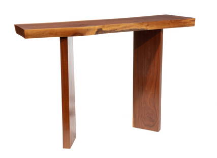 American Studio-School Black Walnut Console Table: American Studio-School Black Walnut Console Table, signed "designed and made by robert m. wayner, chicago" with his signature, slab construction, h. 32 1/2 in., w. 48 in., d. 12 in. Provenance: Estate