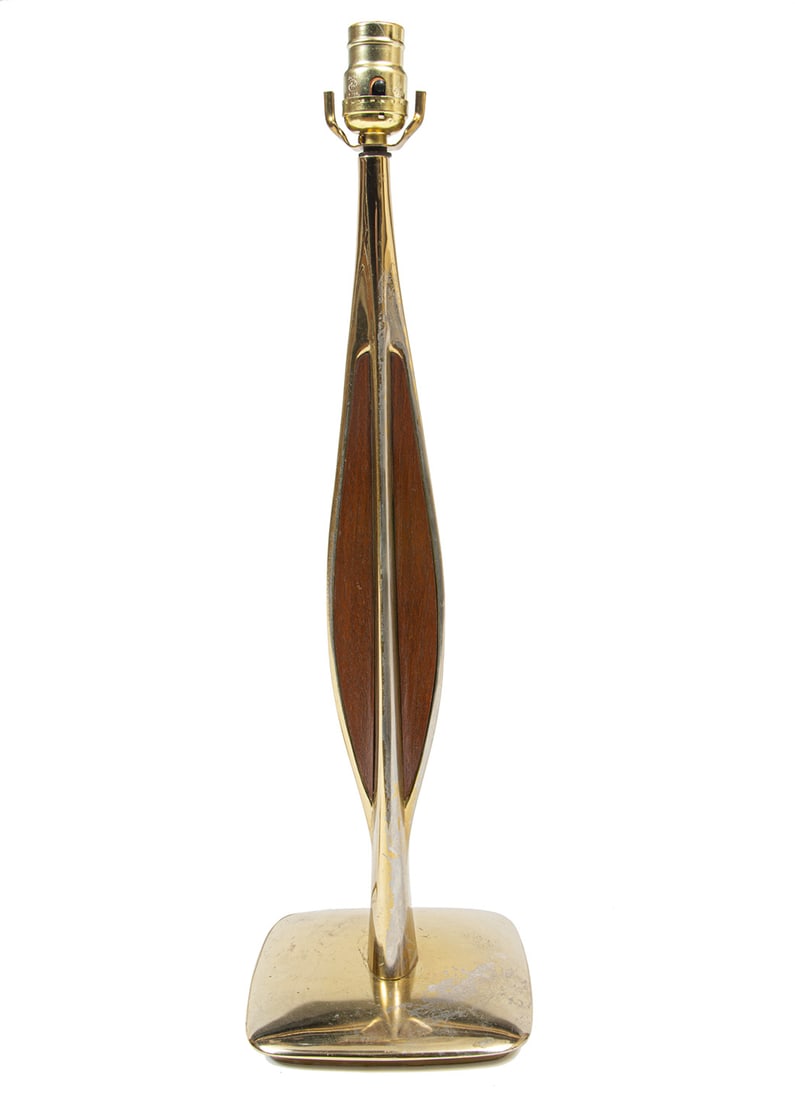 Mid-Century Modern Walnut and Brass Lamp (1 of 3)