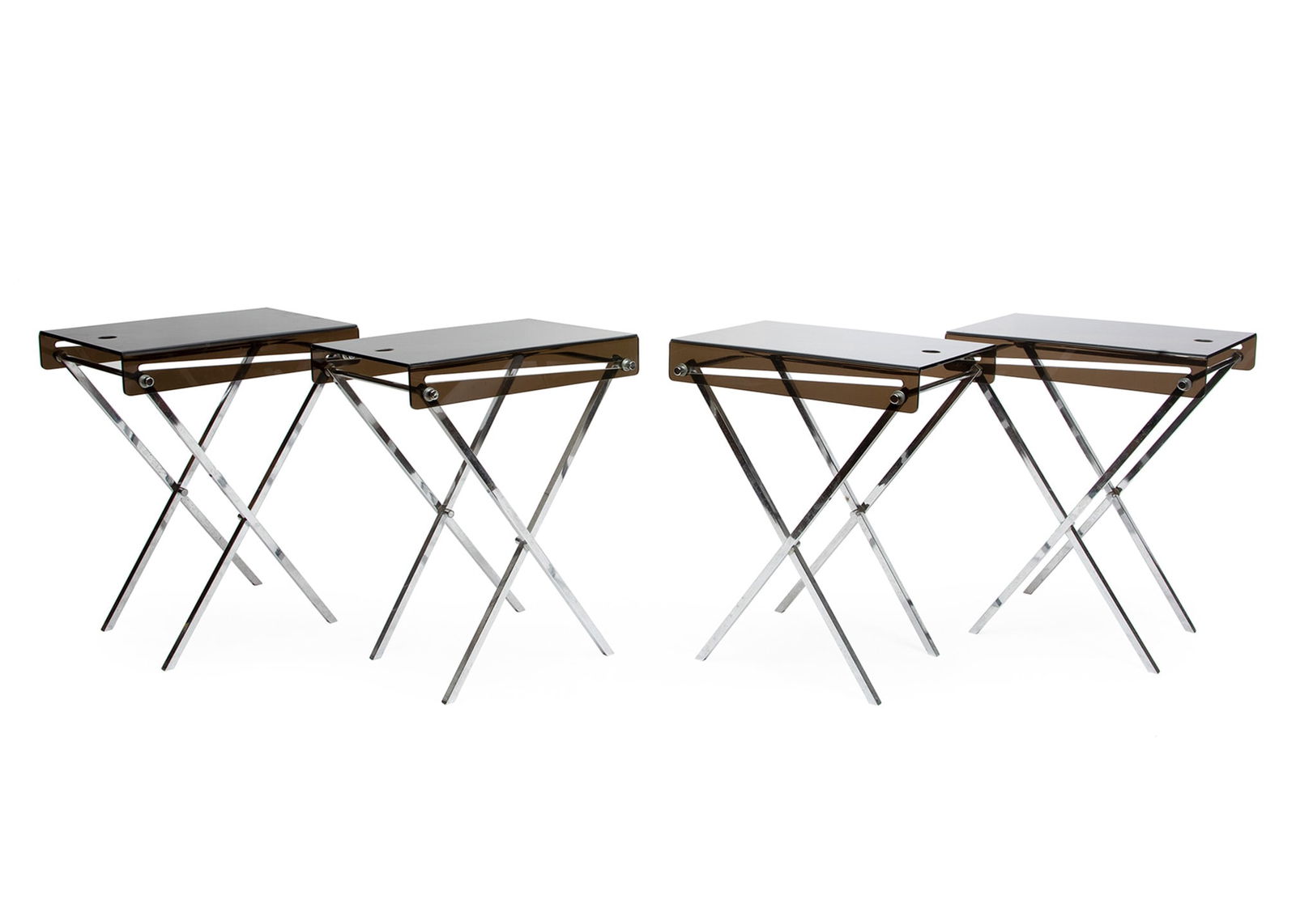 Set of Chrome and Acrylic Folding Tables (1 of 3)