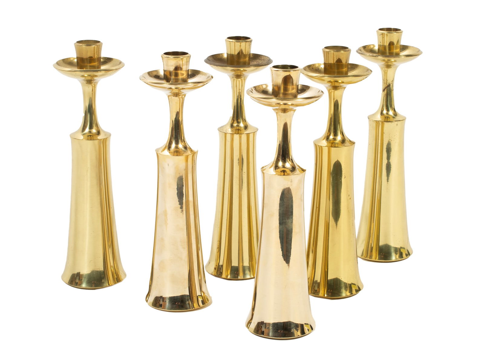 Six Jens Quistgaard (1919-2008) for Dansk Designs Brass Candlesticks (1 of 2)